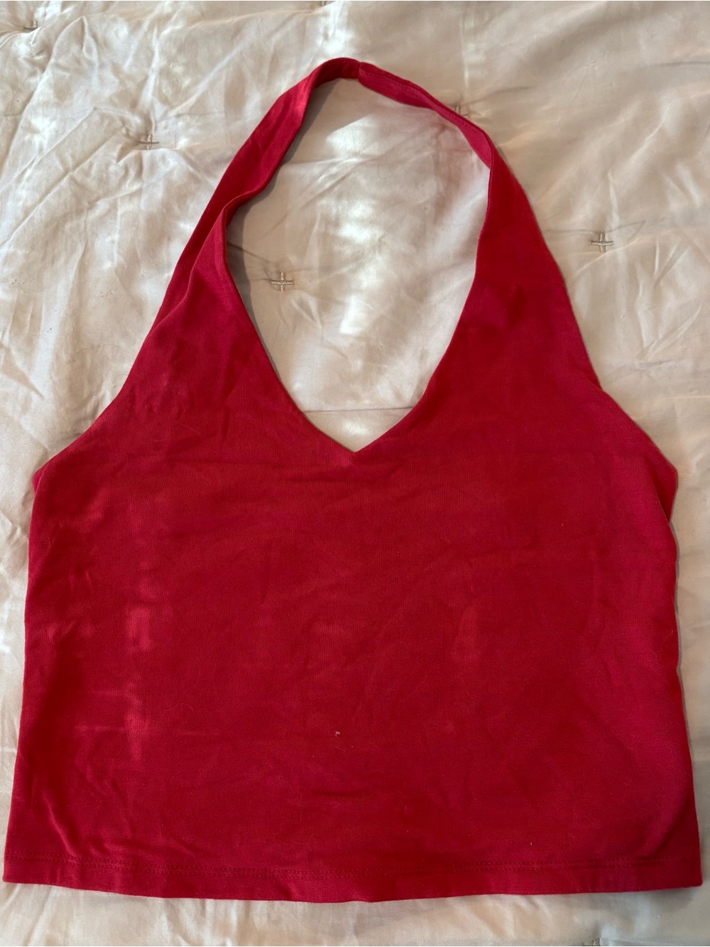 GAP Red Halter Top Red V-Neck Sleeveless Crop Top Casual Size Small Y2K Basics S
